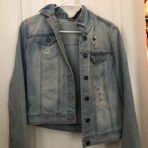Distressed jean jacket